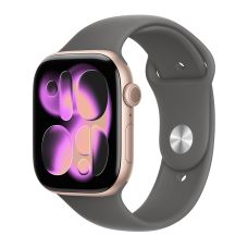 Apple Watch Series 11, 46 mm, Rose Gold Aluminum Stone Gray Sport Band M/L